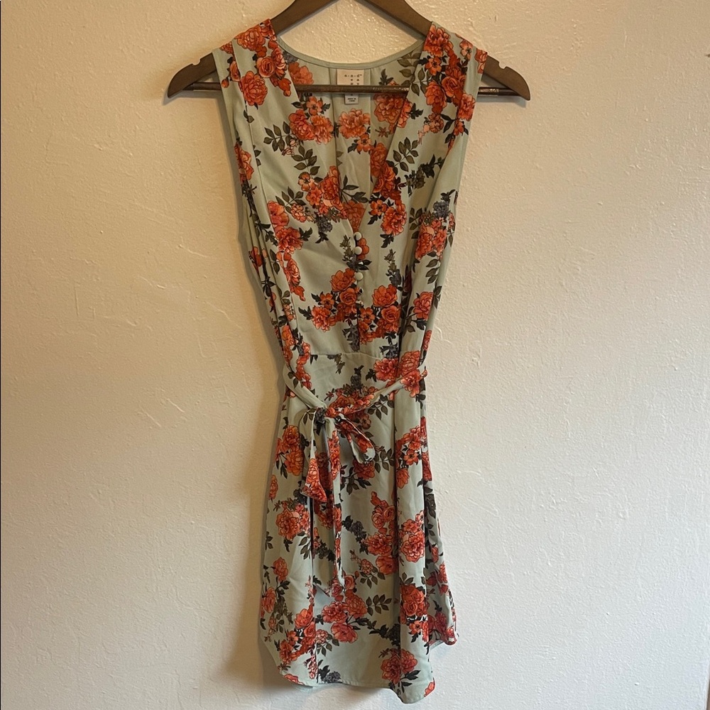 A New Day Green Floral Mini Dress